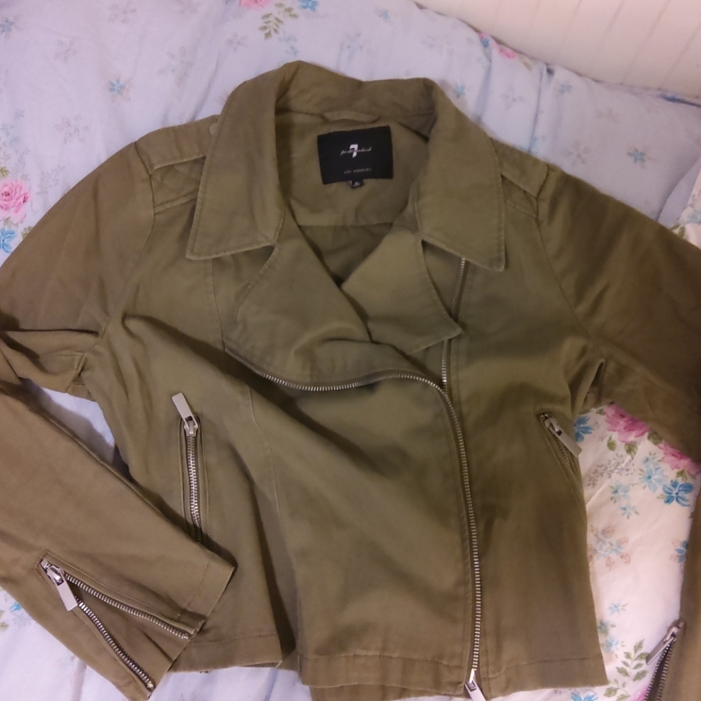 7 for all mankind green moto jacket